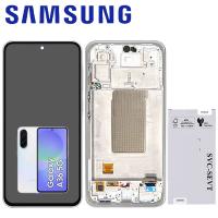 TOUCH SCREEN DISPLAY PER SAMSUNG GALAXY A36 5G A366 CON FRAME BIANCO / GRIGIO SERVICE PACK