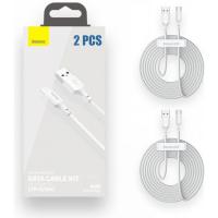 [y3377] CAVO USB-A To USB-C 2-Pack Cable Baseus 40W 5A 1.5m White TZCATZJ-02 In Blister