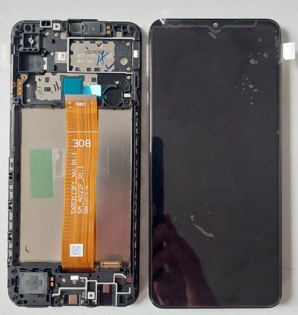 TOUCH SCREEN DISPLAY ORIGINALE PER A12 A125 CON FRAME CODICE FLAT SM-A022F_R1.1 GH82-24490A GH82-24491A