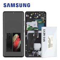 TOUCH SCREEN DISPLAY PER SAMSUNG GALAXY S21 ULTRA G998 CON FRAME NERO SERVICE PACK ASSEMBLATO DA SAMSUNG