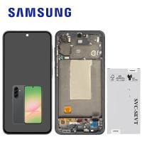 TOUCH SCREEN DISPLAY PER SAMSUNG GALAXY A56 5G A566 CON FRAME NERO SERVICE PACK ASSEMBLATO DA SAMSUNG