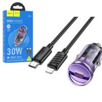 [y3307] CARICABATTEIRE Car Charger Hoco Z53 30W 3A 1 x USB-C with Lightning Cable Purple In Blister
