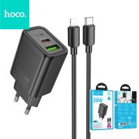 [r1353] CARICABATTERIE Phone Charger Hoco USB A + USB C QC3.0 PD 3A 20W + Cable USB C To Lightning N61 Black In Blister